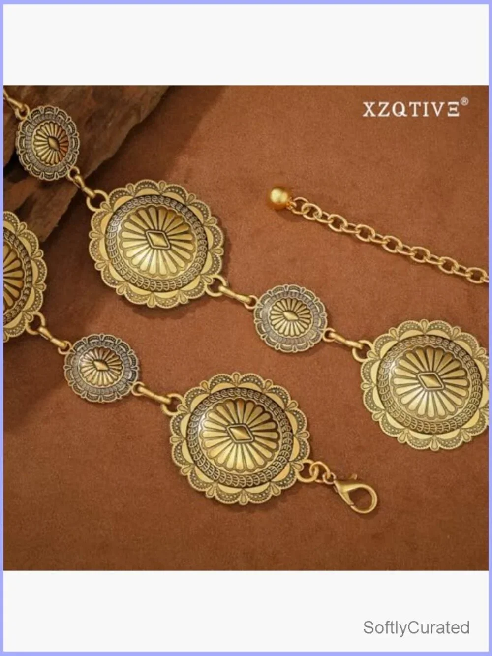 Vintage Western Concho Chain Belt for Women Cowgirl Rodeo Turquoise Dress Jeans